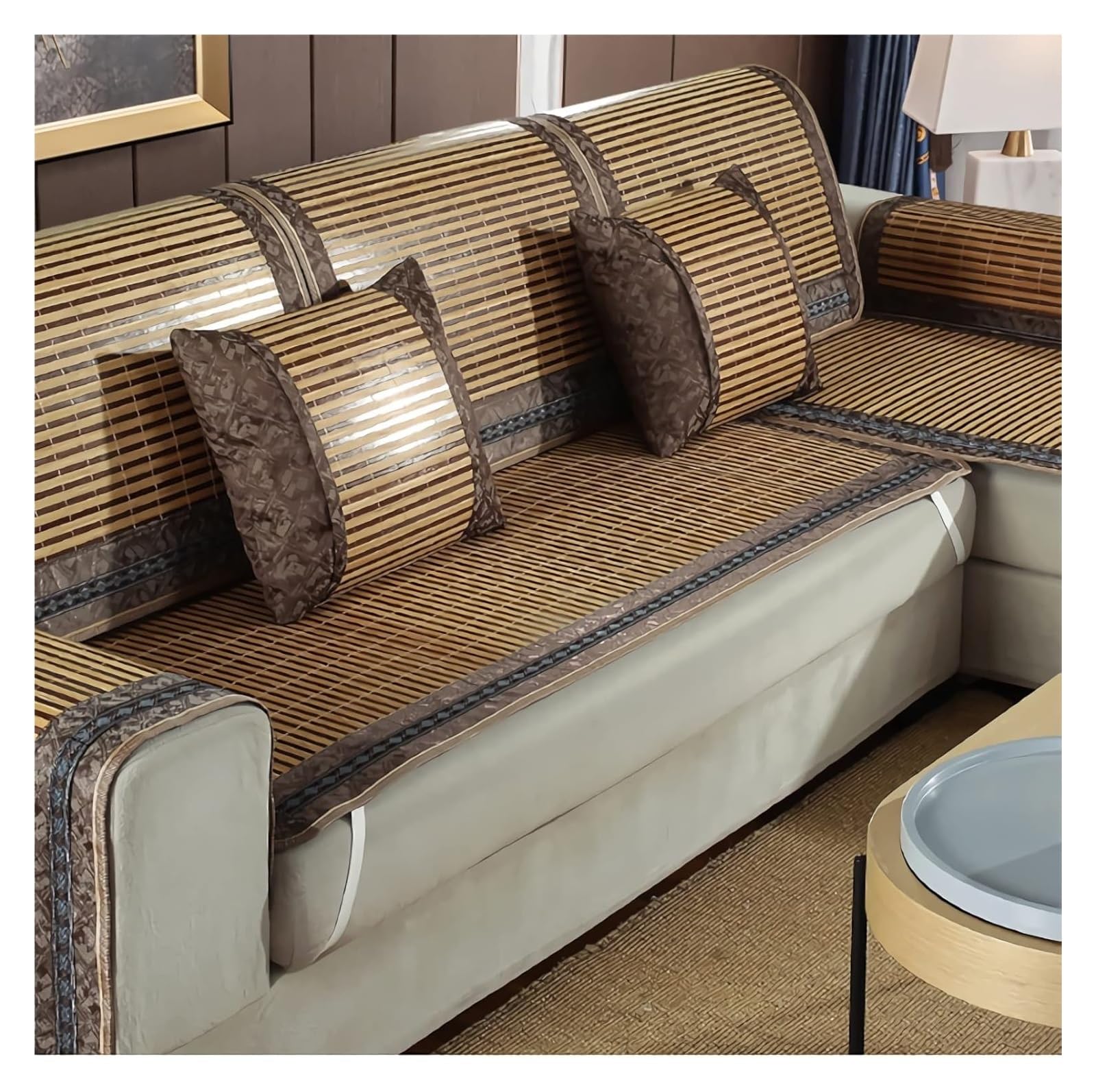 QCKNKMGG Cooling Bamboo Sofa Mat, Cooling Bamboo Sofa Mat Non Slip Multicolor 60-80x160-210cm(D,80 * 160cm)