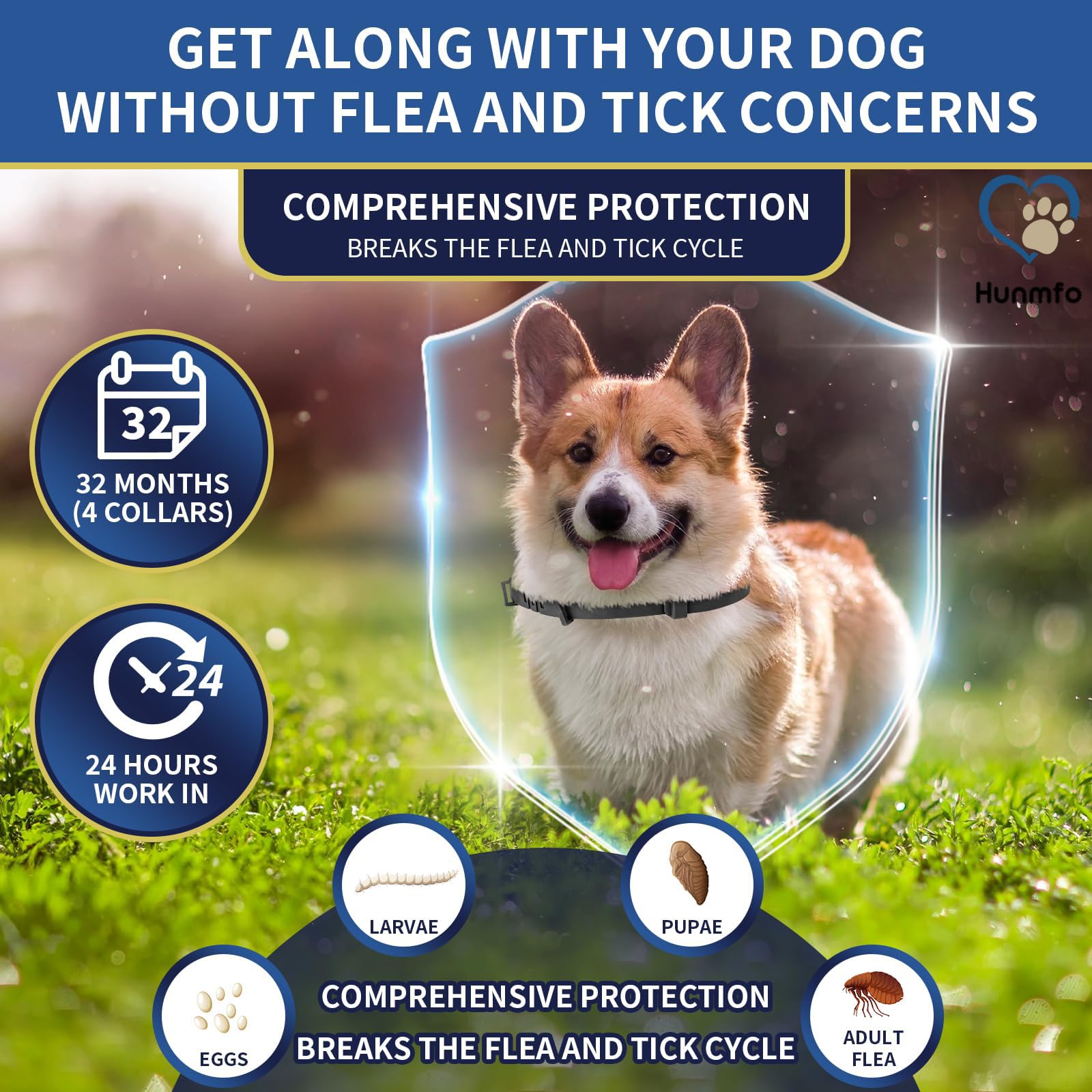 Collare Antipulci E Zecche Per Cani - Impermeabile, 63 Cm, 8 Mesi Di Protezione - Foto 3