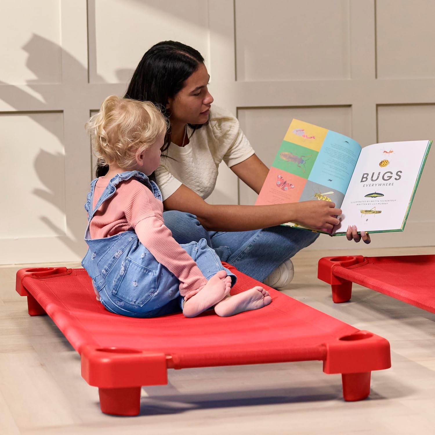 Sleepline Stackable Cots, Ready-to-Assemble, Sleeping Cot, Red, 6-Pack