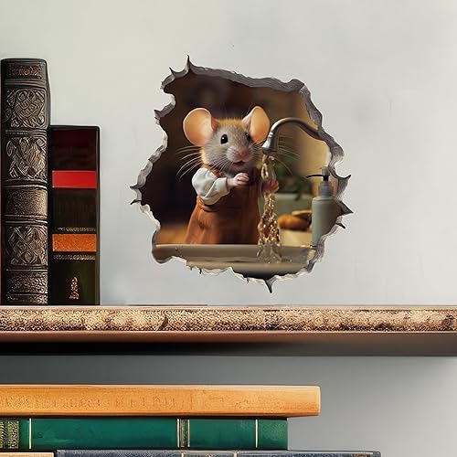 Miniatura 2 de Adhesivo de pared 3D con agujero de ratón para lavado de manos