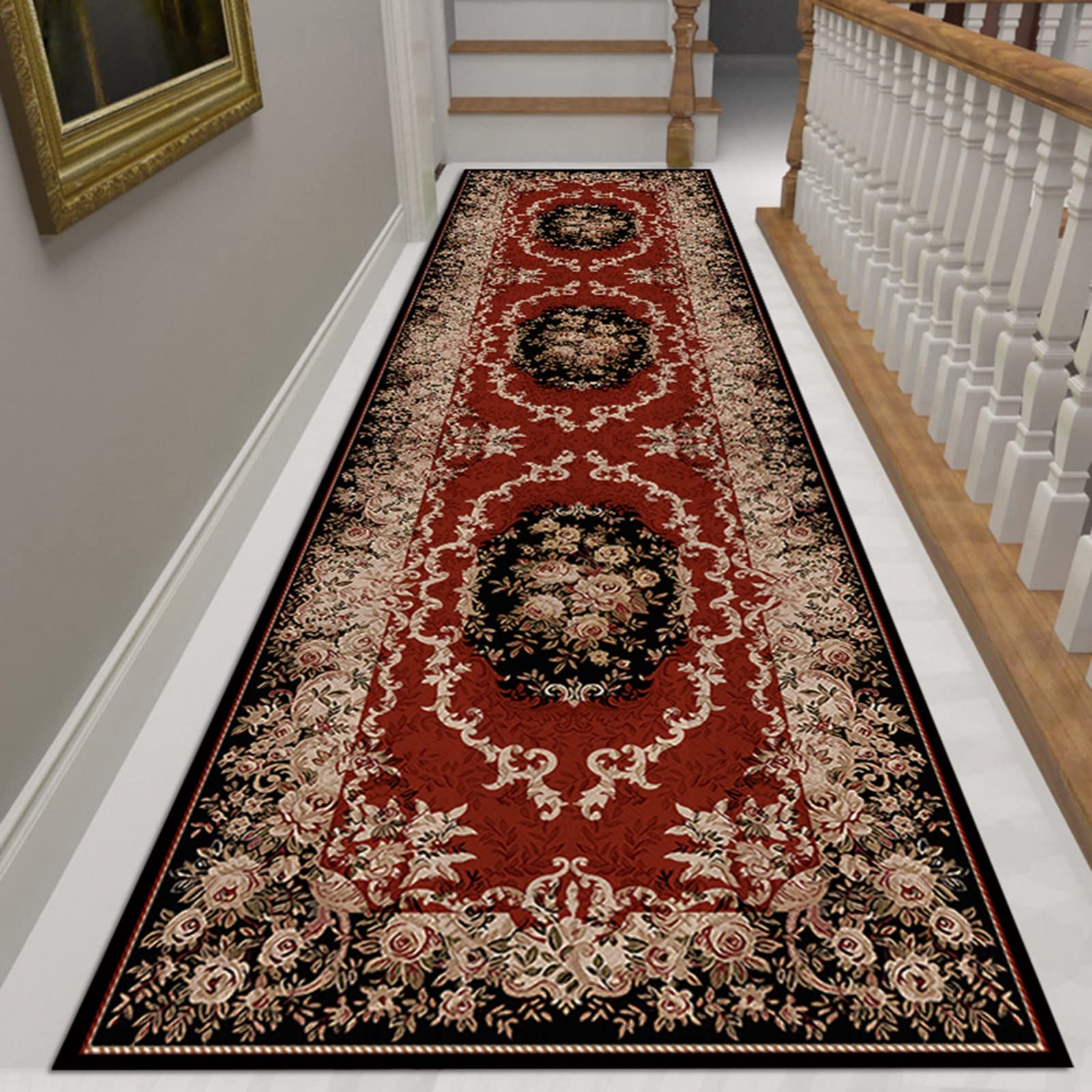Generisch Alfombra tradicional de pasillo lavable a máquina con reverso antideslizante, longitud 120 – 500 cm, ancho 60 – 160 cm, ideal para entradas y corredores