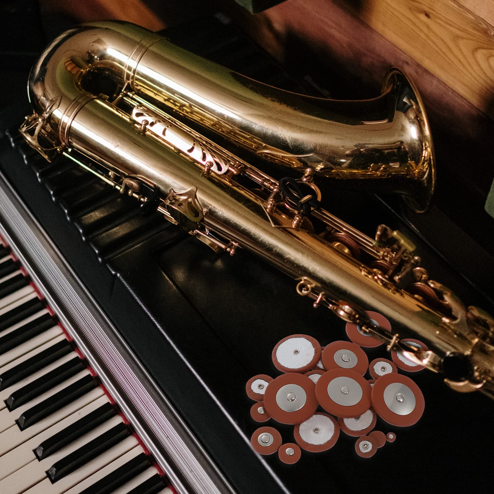 BESPORTBLE Kit di Manutenzione Sax Alto Professionale Accessori per Riparazione e Sostituzione Parti Metallo e Pelle Set Completo