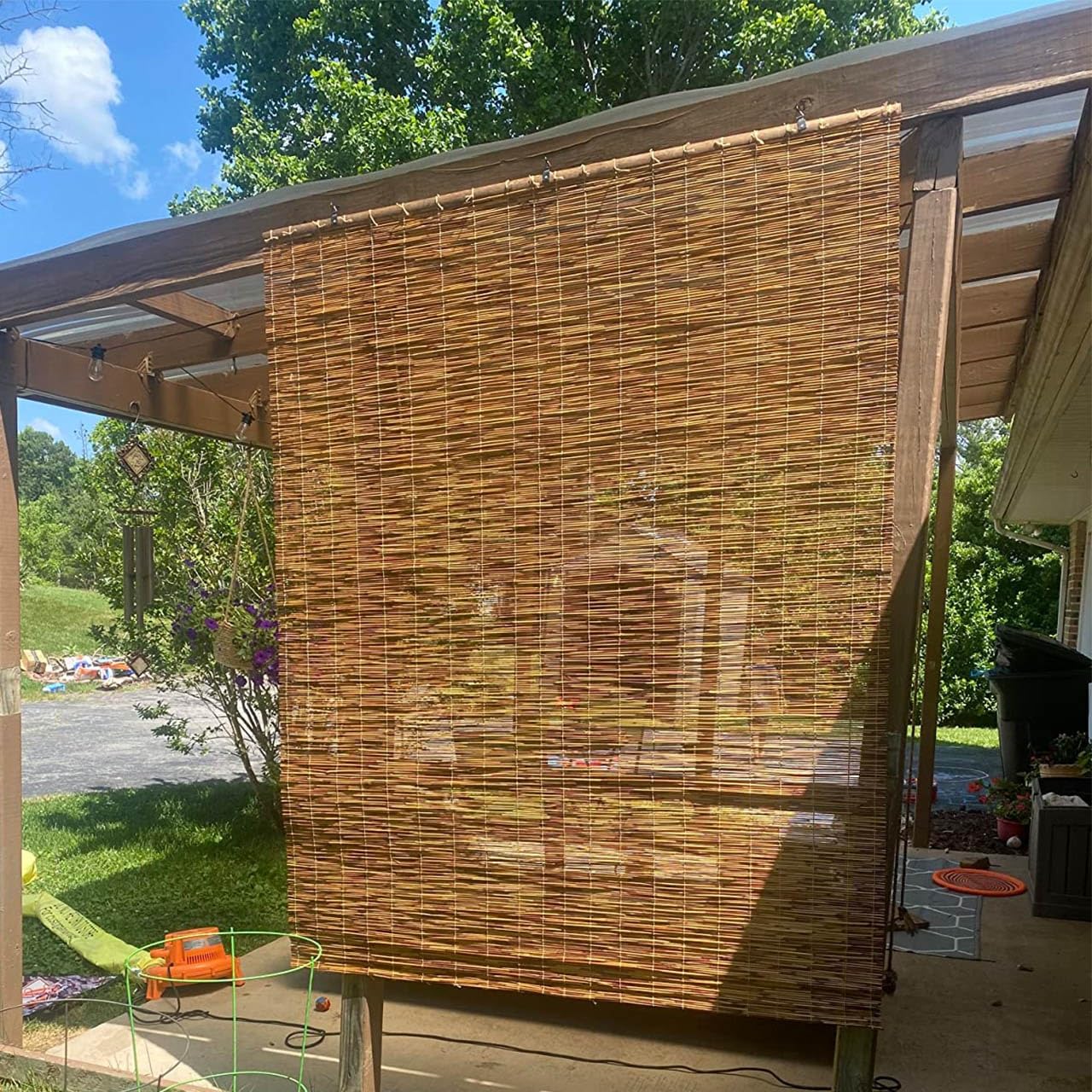 Bamboo Roller Blinds Shades Natural Window Bamboo Shades Blackout Privacy Reed Curtains Woven Roll Up Blinds Customizable(W 155 x L 160 cm)