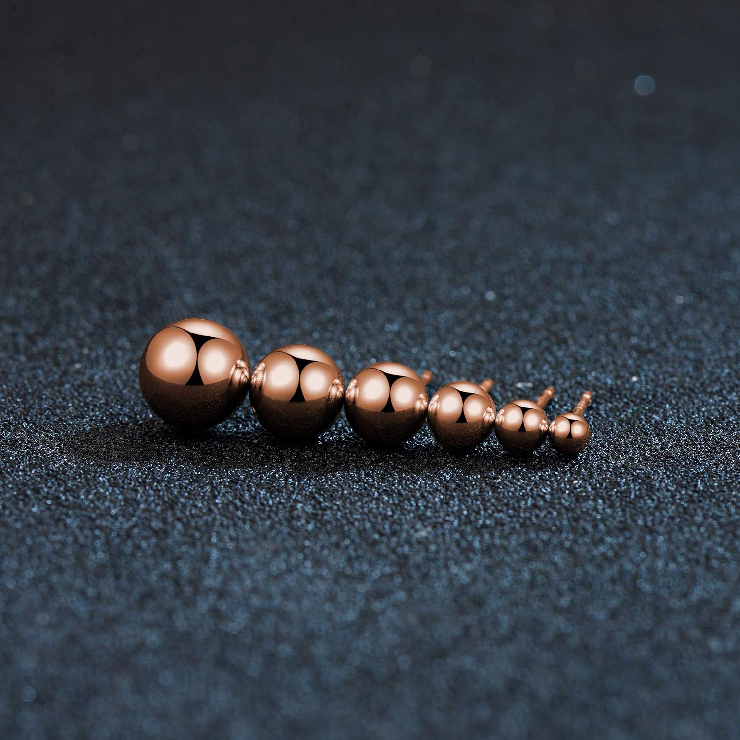 Rose Gold Plated Sterling Silver Ball Stud Earrings 3mm-10mm Options, Simple Polished Ball Studs Hypoallergenic Jewelry