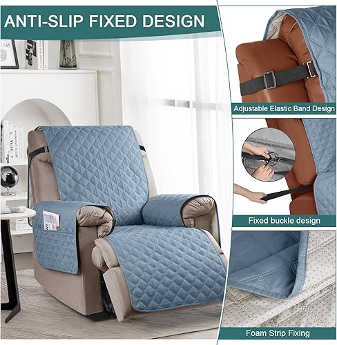 Miniatura 5 de Ruaozz Funda para silla reclinable 100% impermeable, antideslizante, funda de asiento para silla reclinable, lavable, con correas elásticas para