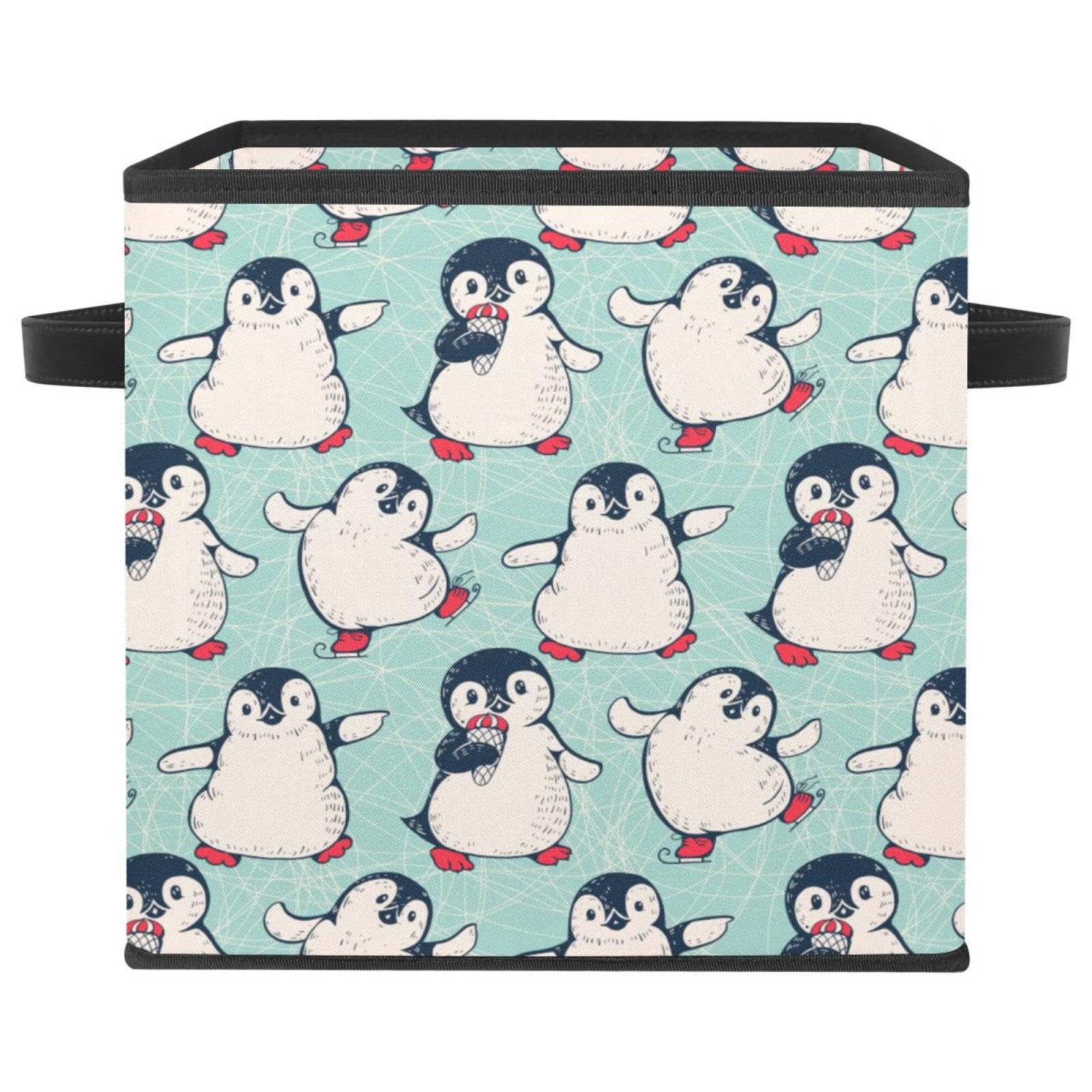 Boîte de rangement pliable pingouin en tissu pour l'organisation de la chambre d'enfant