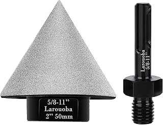 Larouoba 50mm 2" Dry Diamond Beveling Chamfer Bit, Countersink Drill Bit for Enlarging Trimming in Porcelain, Ceramic Tiles Hole 5/8"-11 Thread for Angle Grinders & SDS Adapter for Drills (Black).