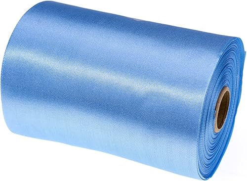 Miniatura 7 de ATRBB Cinta de satén azul cielo de 4 pulgadas de ancho, 27 yardas suave, sin arrugas y consecutivas cinta de tela sólida para ceremonia de corte,