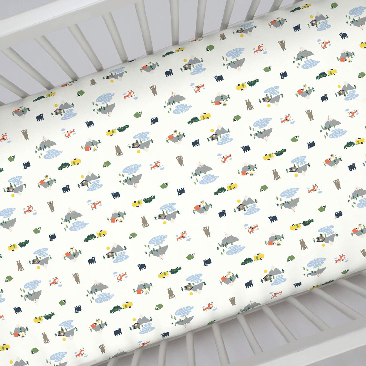 Carter’s 100 Cotton Sateen 2 Piece Fitted Crib Sheets Multi Camping