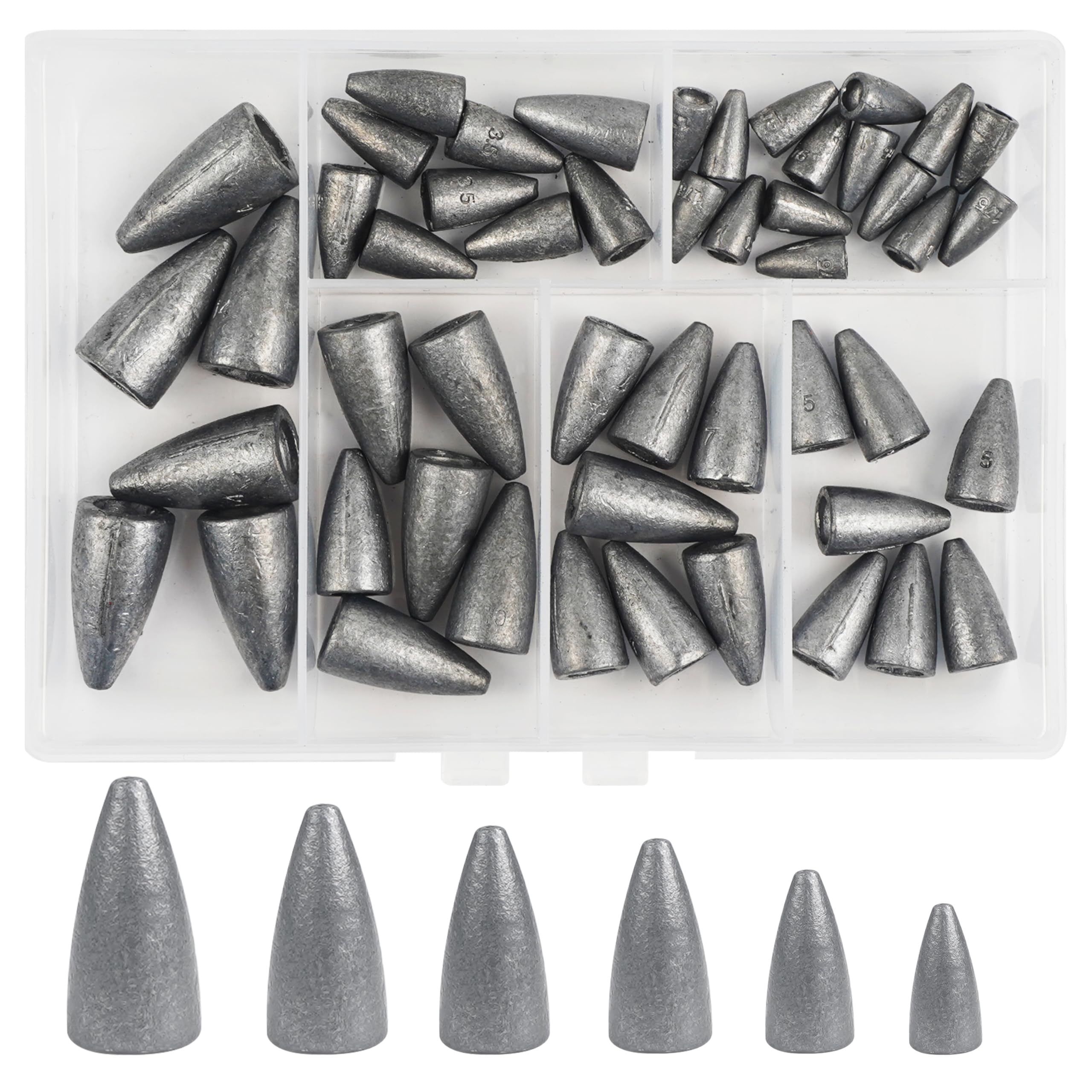 Amazon.com : JOGFFDE 50pcs Bullet Fishing Weights Sinker Kit Worm 