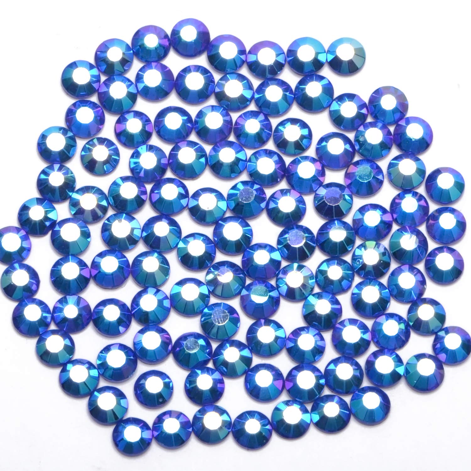 MASSIVE BEADS1000 Pieces Hot Fix Glass Flatback Rhinestones HotFix Round Crystal Gems (Sapphire AB, SS20)