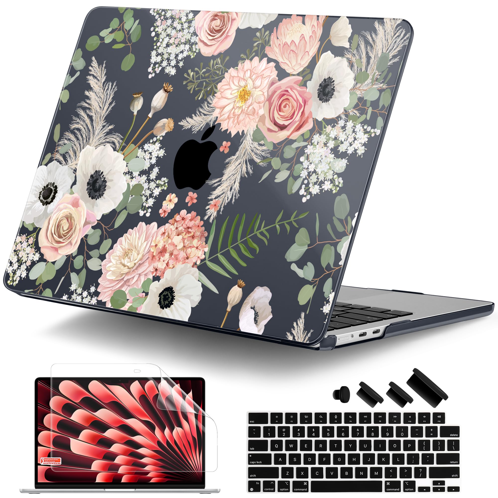 DONGKE Compatible with M4 MacBook Air 15 inch Case 2025 2024 2023 A3241 A3114 A2941 M3 M2 Liquid Retina Display Touch ID, Plastic Hard Case & Keyboard