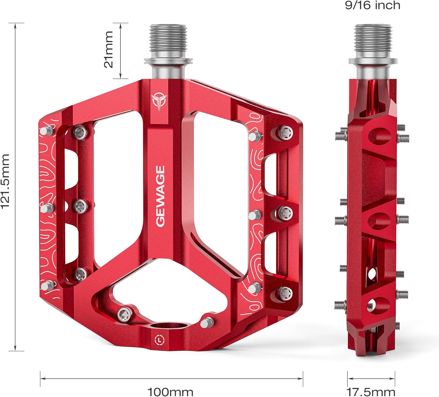 Road/Mountain Bike Pedals -Non-Slip Bicycle Flat Pedals Aluminum 9/16" - 3 Sealed Bearing Lightweight Platform Pedals for Road Mountain BMX MTB Bike