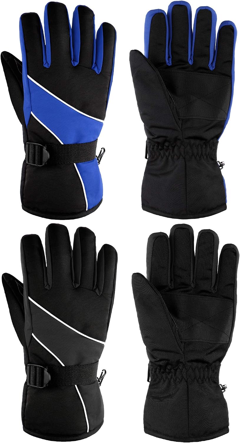 SATINIOR 2 Pairs Snow Gloves Waterproof Winter Ski Gloves Insulated for Men Women Adult Kids