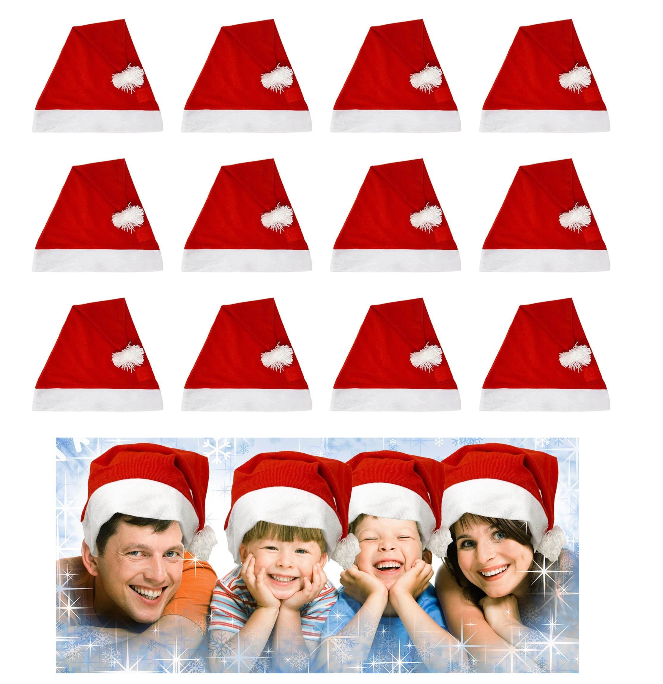 Santa Hats For Kids Bulk 12 Pack Red White Santa Hats Christmas Party and Crafts