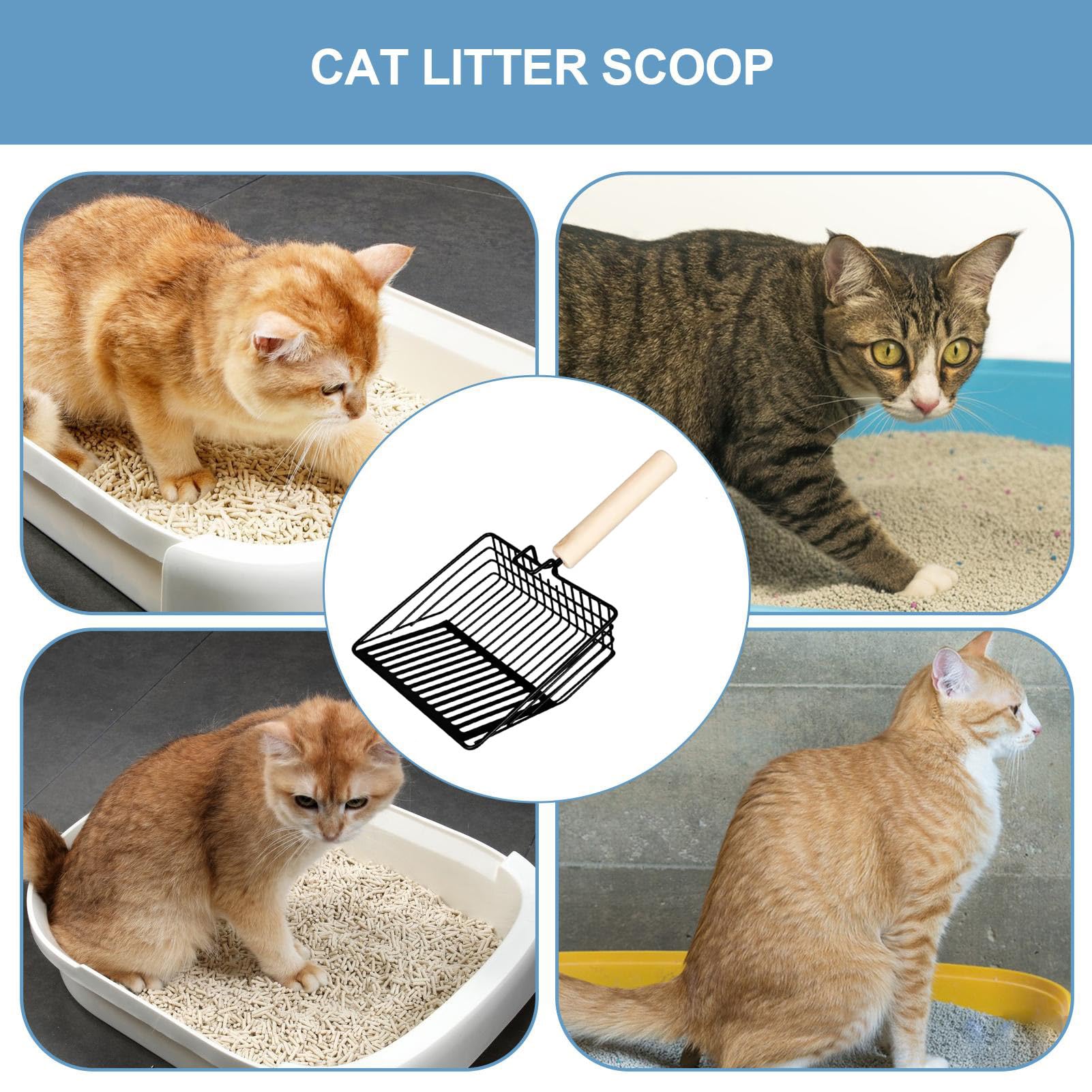 Pala para Arena de Gato, Pala de Arena for Gatos Metal con Mango Largo, ergonómica, Antideslizante, for Caja