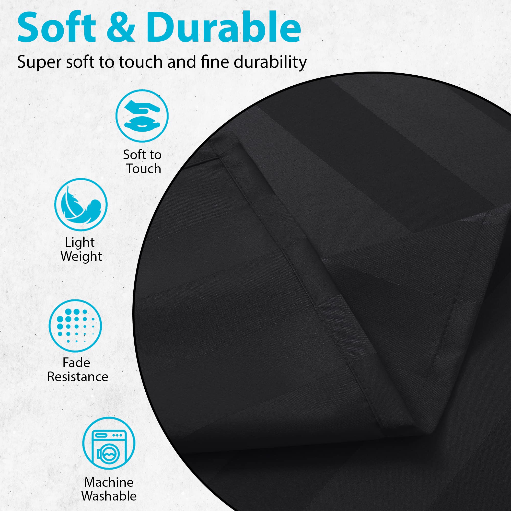 Adalex Global TableCover Waterproof Spillproof Striped Square Rectangle Tablecloth Table Cover Table Cloth (Black - Image 4