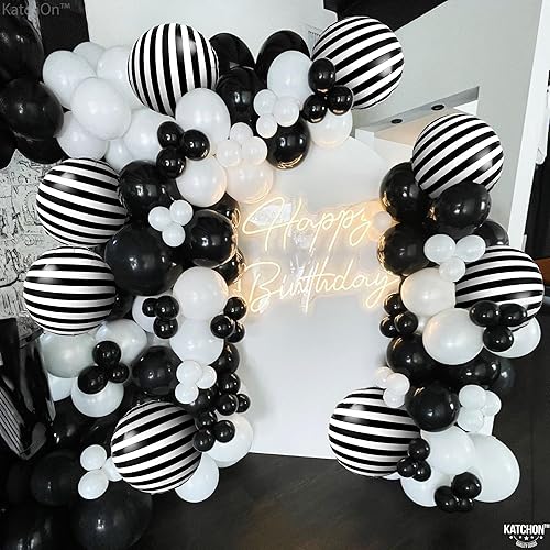 Miniatura 4 de KatchOn, Globos grandes de rayas blancas y negras, 18 pulgadas, paquete de 10, globos blancos y negros, decoraciones de cumpleaños en blanco y