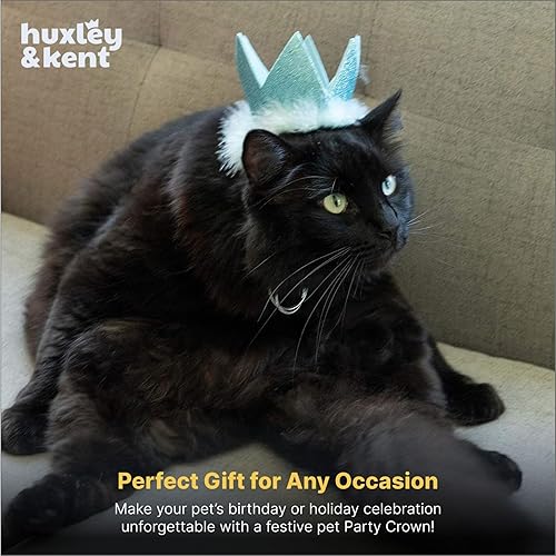 Miniatura 8 de Huxley & Kent Sombrero de Corona de Fiesta para Mascotas para Perros y Gatos - Correas Ajustables Cómodas SnugFit - Corona con Purpurina para
