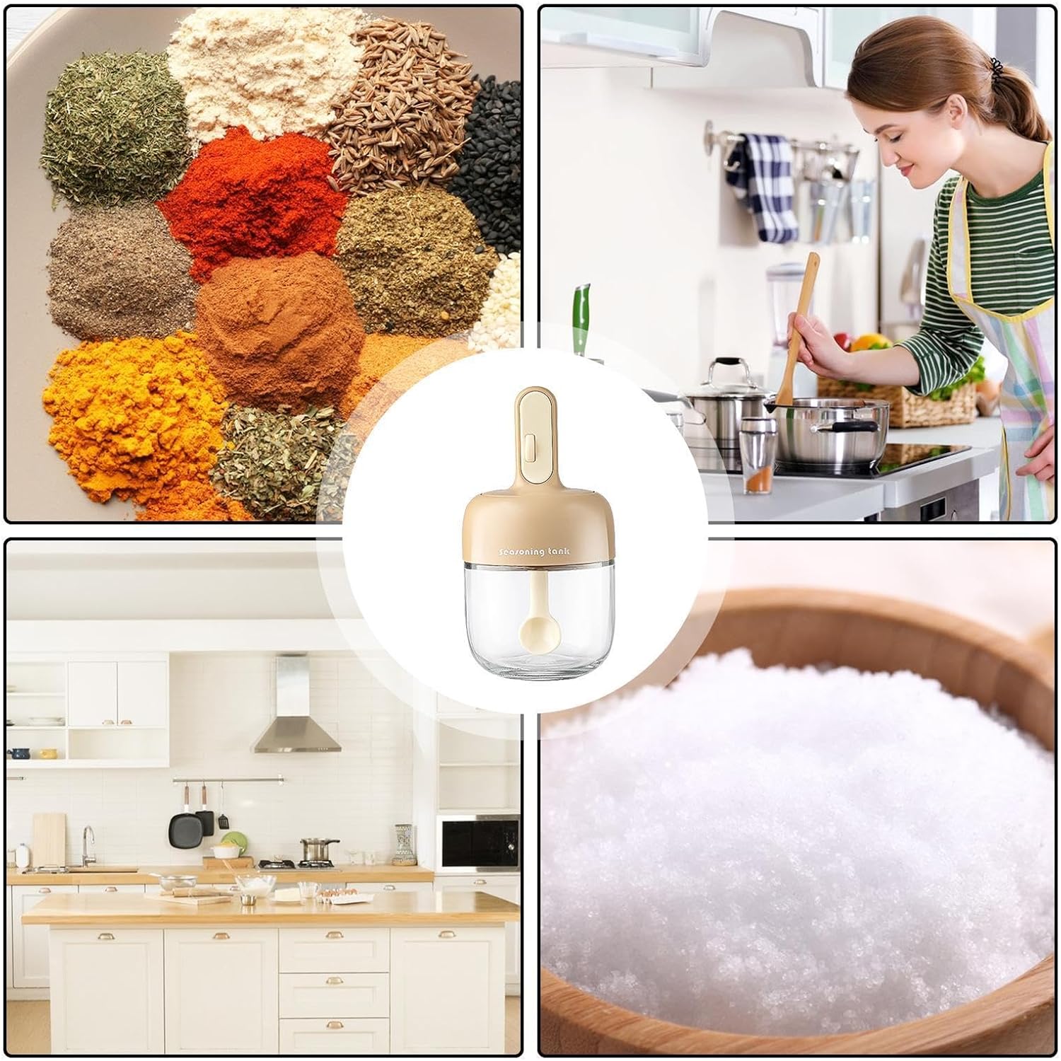 Seasoning Jar Retractable Spoon Small Size Portable