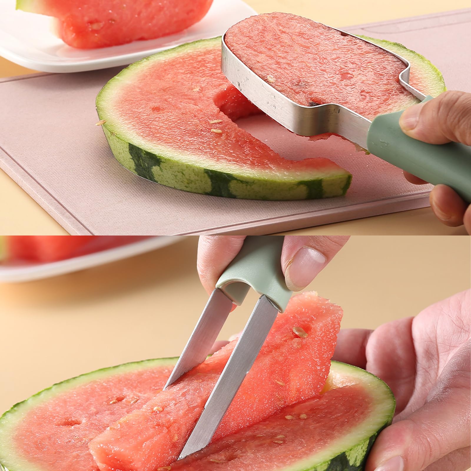 2024 Premium Stainless Steel Watermelon Slicer, 3-in-1 Melon Cutter with Fruit Forks - Image 4