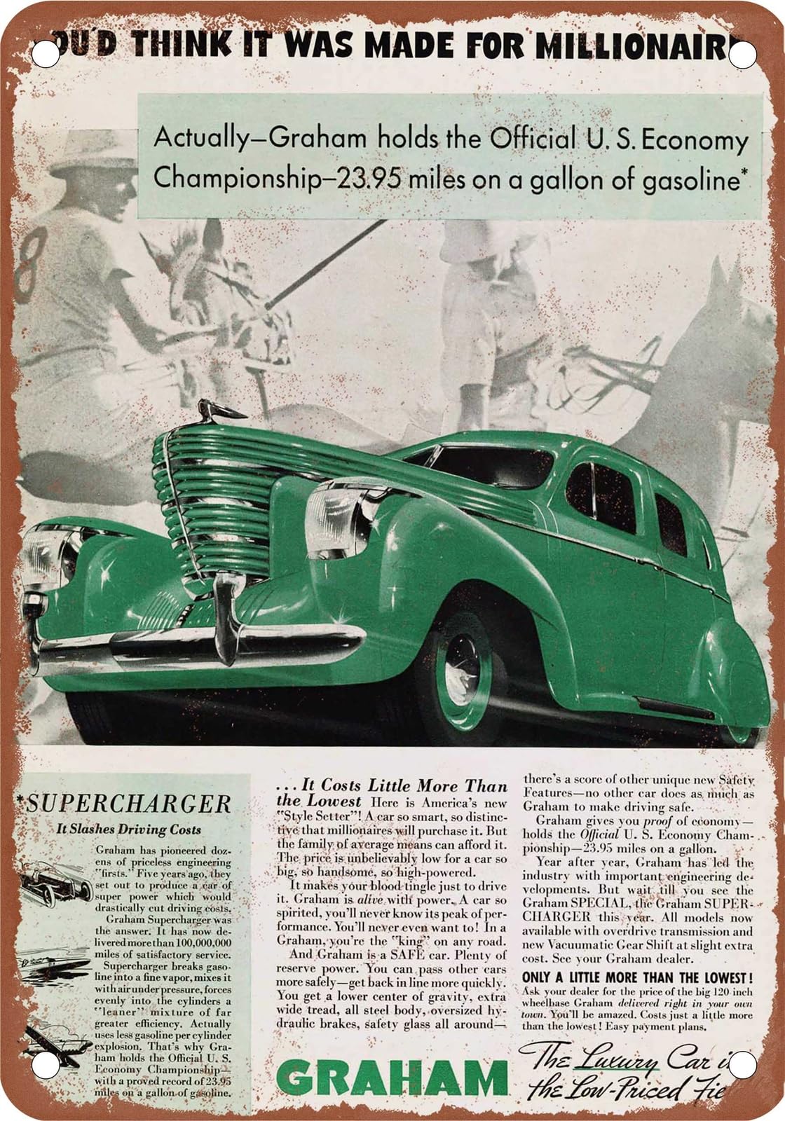 Miaomansenstore Metal Sign - 1938 Graham Vintage Ad 03 - Old Retro Rusty Look Home Decor