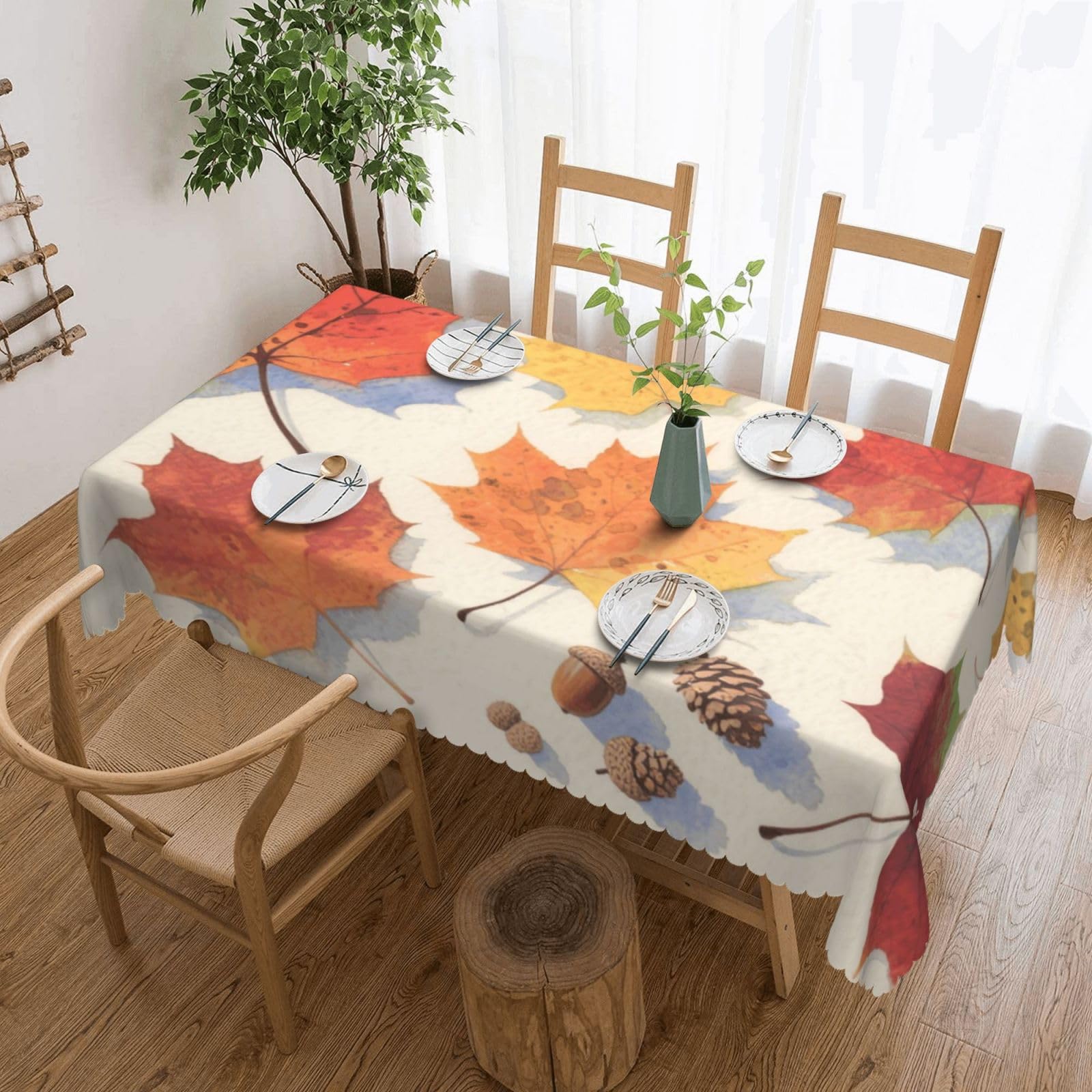FekiLoot Rectangle Tablecloth 54 X 72 Inch, Classic Stain ‎Resistant Table Cloth Reusable Washable Table Cover Watercolor Autumn Maple Leaf Tabletop Decor for Kitchen Dining Party Indoor Outdoor Use