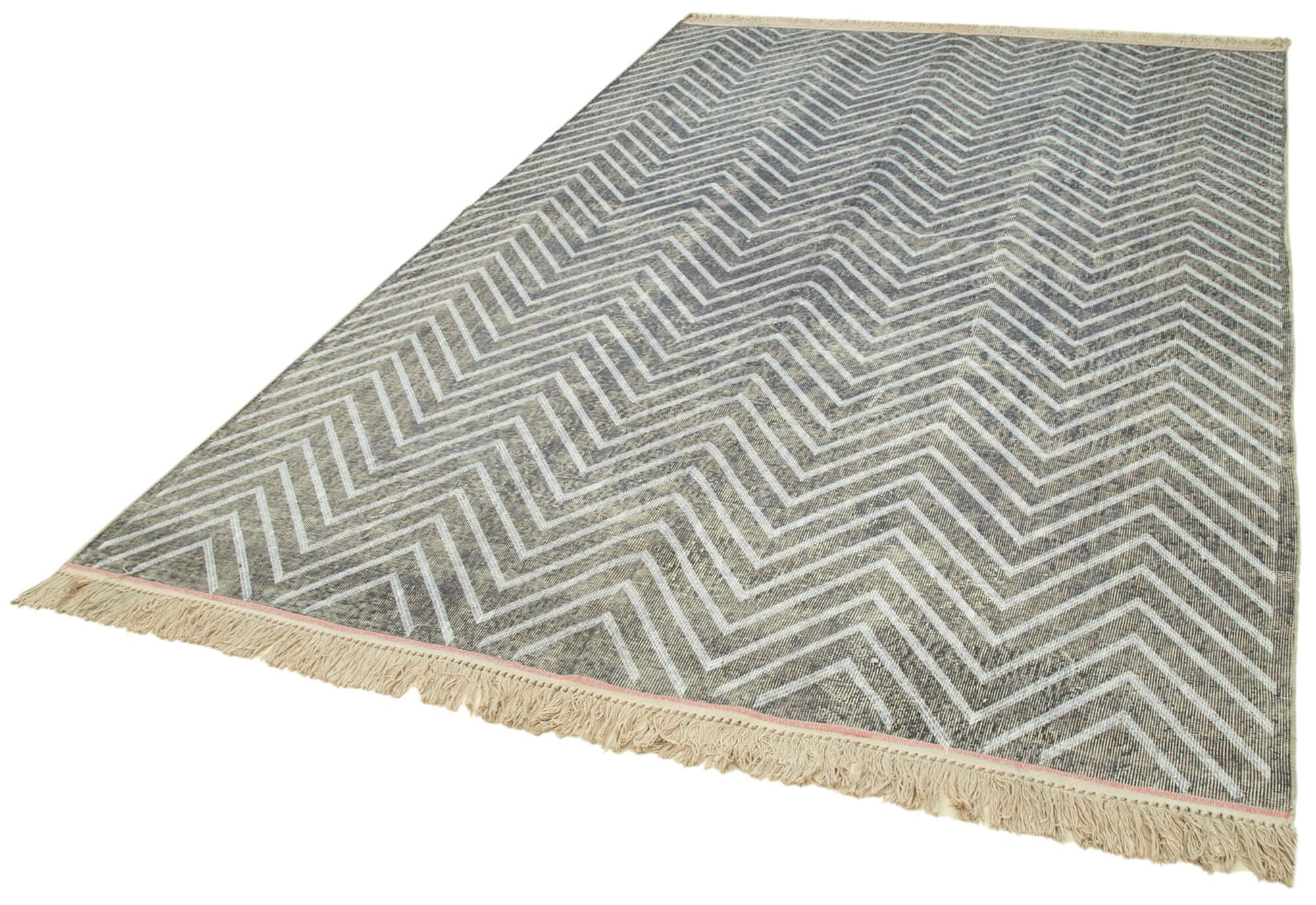 68 x 102 - 203 x 311 Cm Geometric Carpet Grey Geometric Bohemian Wool Cotton Handmade Handknotted Vintage