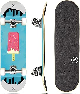 Magneto Ice Cream 27.5" Kids Beginner Complete Skateboard - Double Kicktail Cruiser for Girls Ages 5-10