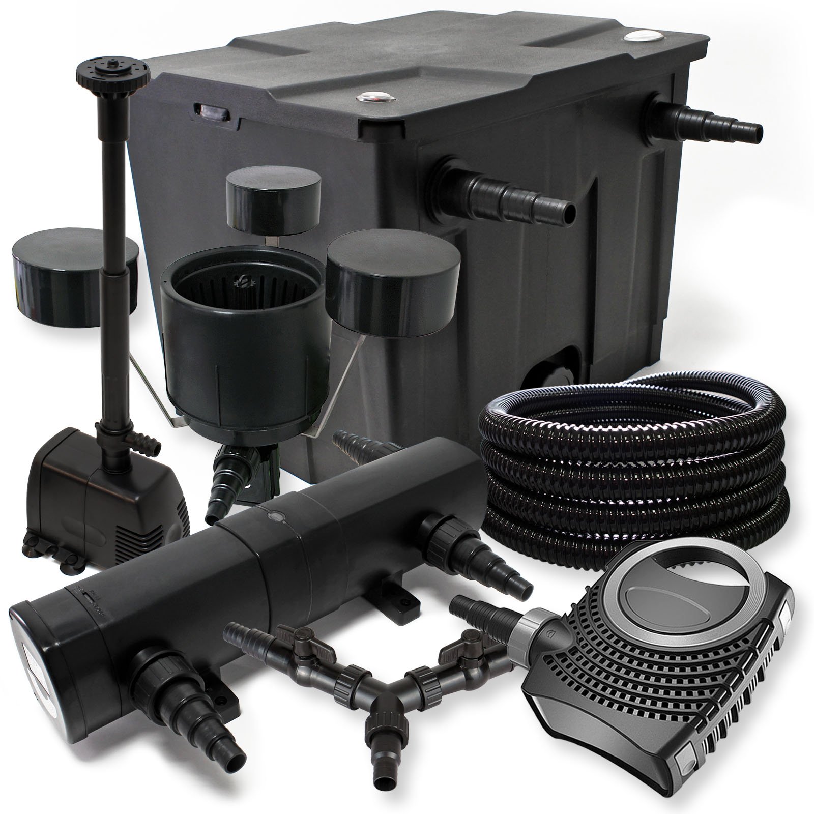 Zestaw filtrów do stawu 12000 l 36 W NEO8000 70 W pompa 25 m wąż skimmer CSP250 fontanna
