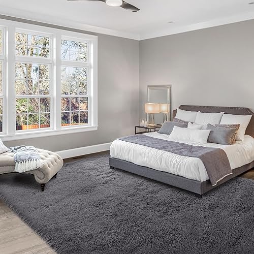 Vista 217 de Alfombras para dormitorio de niñas sala de estar: alfombra de área peluda de 5 x 7 para sala de juegos de niños, alfombra peluda de felpa pastel