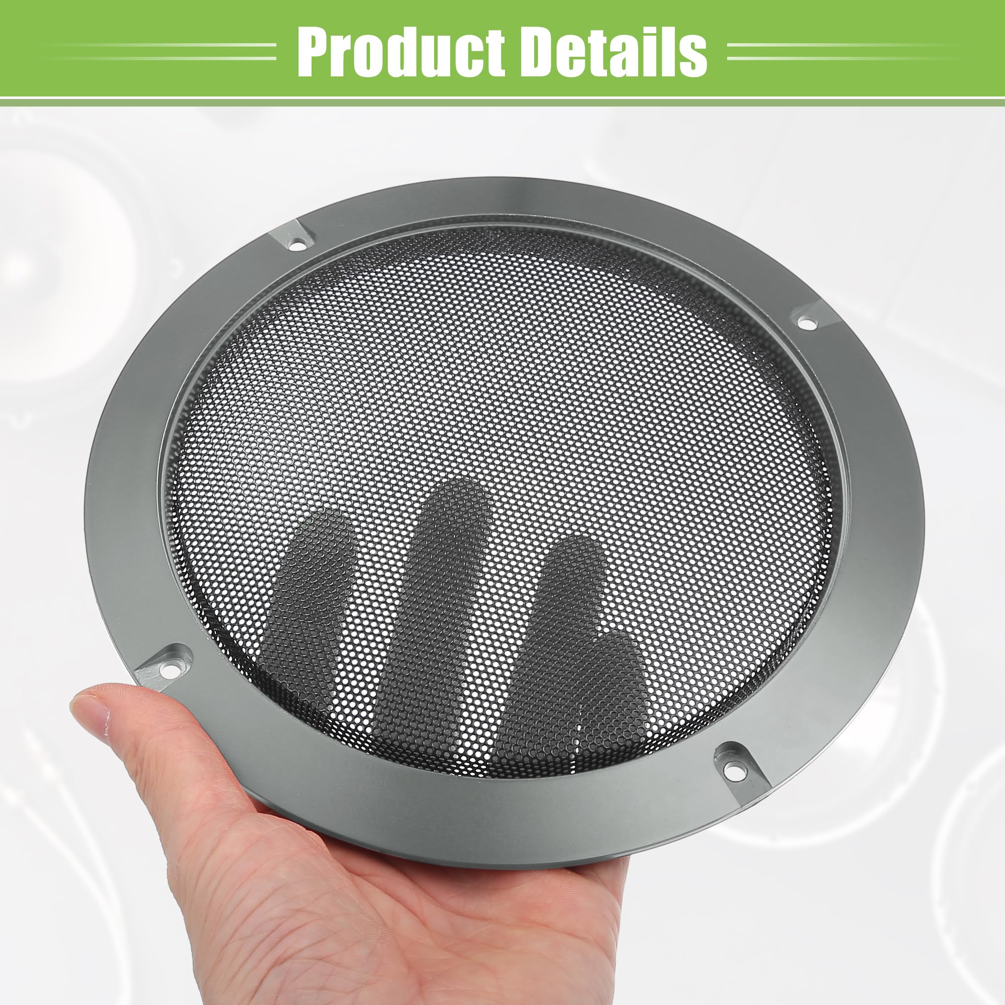 X AUTOHAUX Griglia universale per altoparlanti auto, 10,2 cm e 16,5 cm, protezione rotonda per subwoofer audio, con viti di montaggio, grigio ferro, confezione da 4