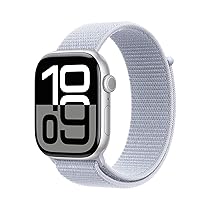 Apple Watch Series 10 GPS 46 mm Smartwatch con cassa in alluminio Argento e Sport Loop Nuvola azzurra – One Size. Fitness tracker, app ECG, display Retina always-on, resistente all’acqua