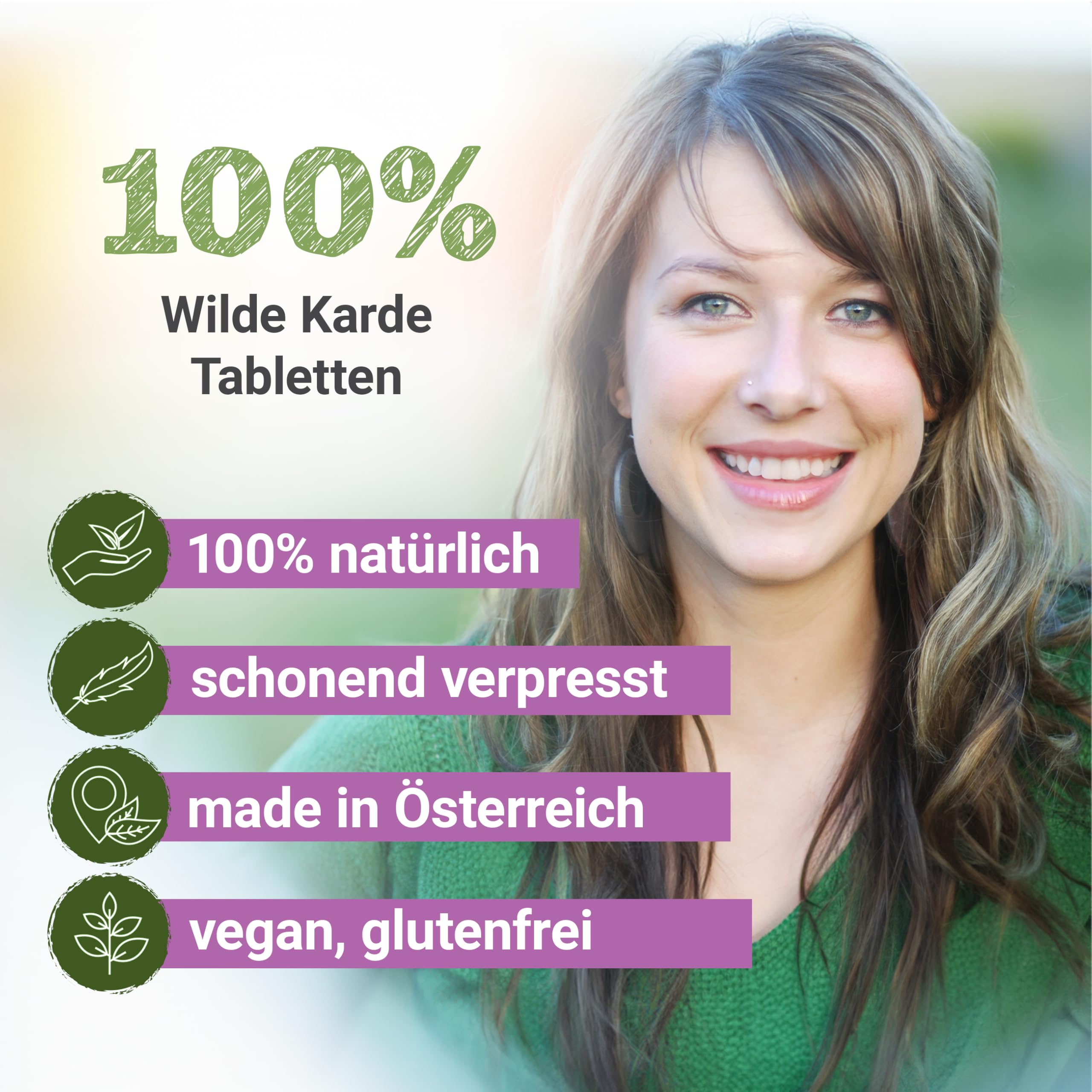 Wilde Karde Tabletten, 300 mg Wirkstoff, Karde-Tabletten, Premium Qualität, Hergestellt in Österreich, Tabletten statt Kapseln, Vegan