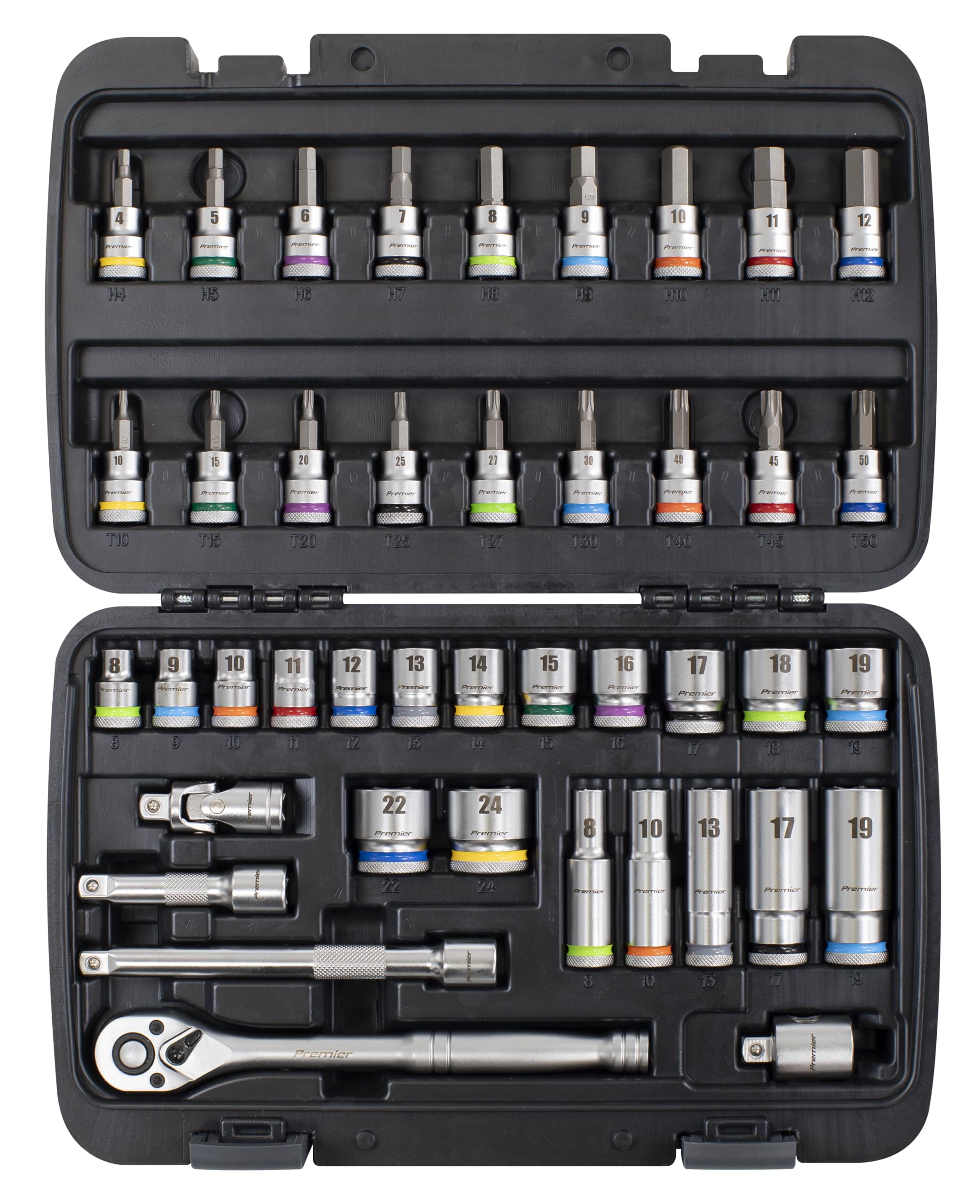 Sealey Premier 3/8" Sq Drive Socket & Socket Bit Set 42pc - AK7915, Chrome - Image 3