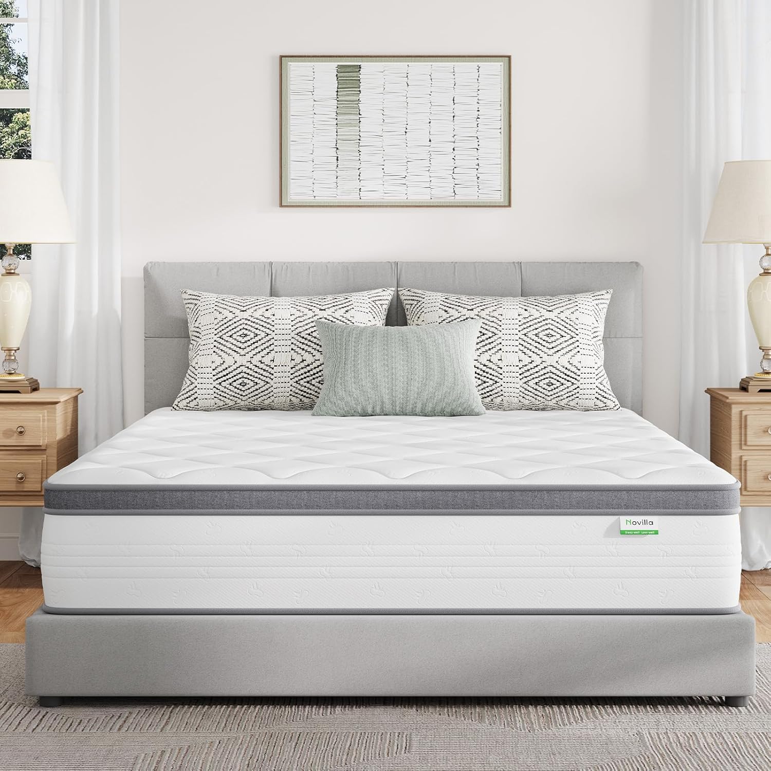 Novilla Queen Mattress, 12 Inch Hybrid Mattress Queen Combine Innerspring and Comfort Foam Layer, Pressure Relief & Motion Isolation, Medium Firm Feel