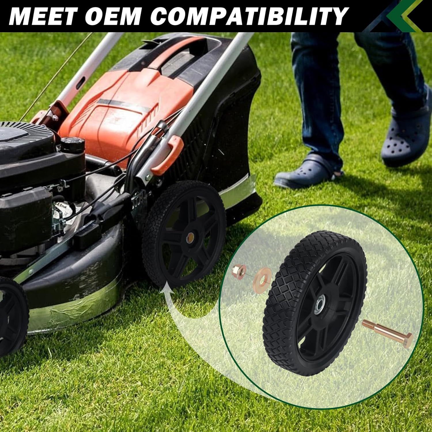 CheeMuii 10 Inch Lawn Mower Wheels 2 Pack 10" Push Mower Wheels with Bolts and Lock Nuts Kit Fit for Most Standard push Lawn Mowers/Generator/Garden Tiller/Handtruck