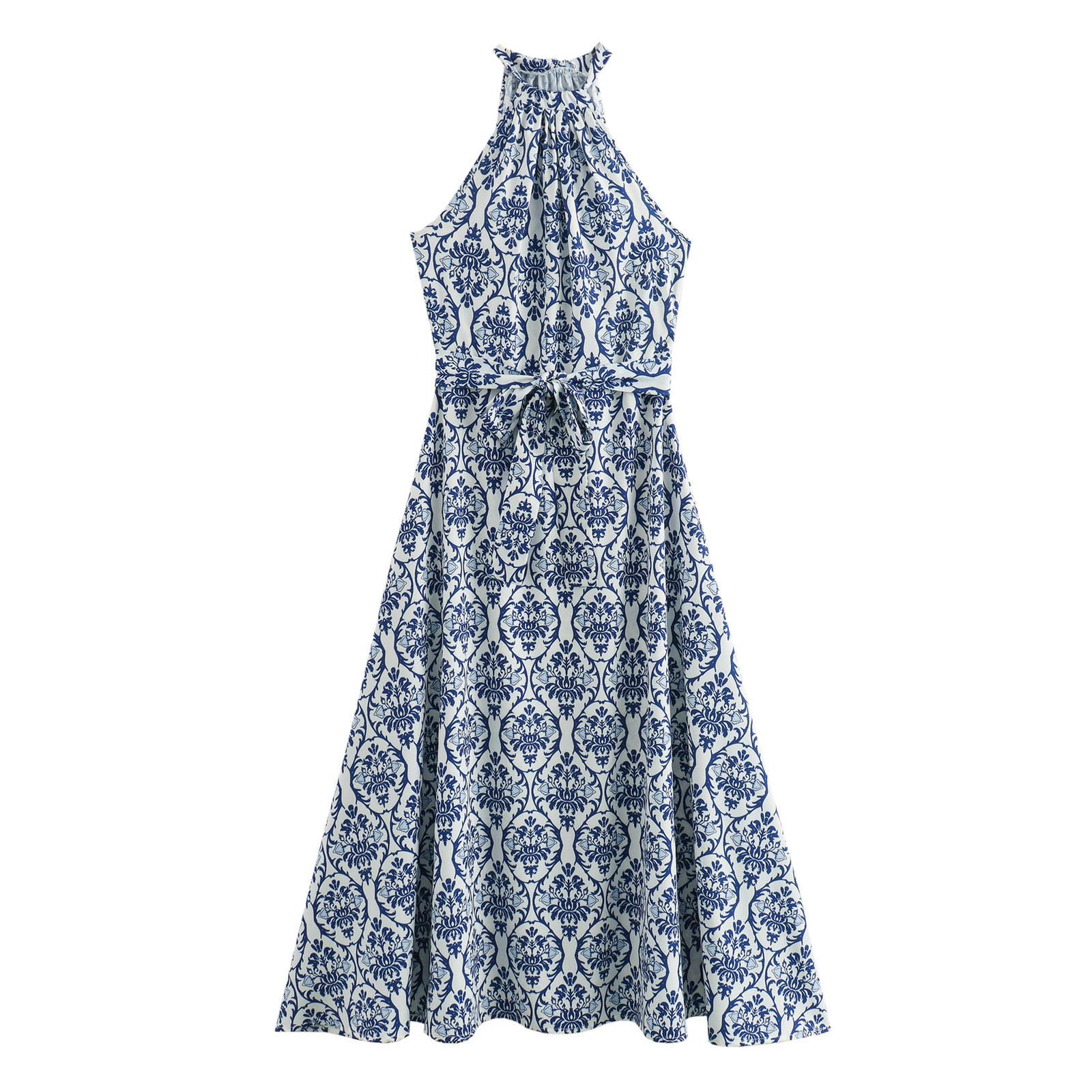 Robe élégante d'été pour Femmes imprimé géométrique M sans manches