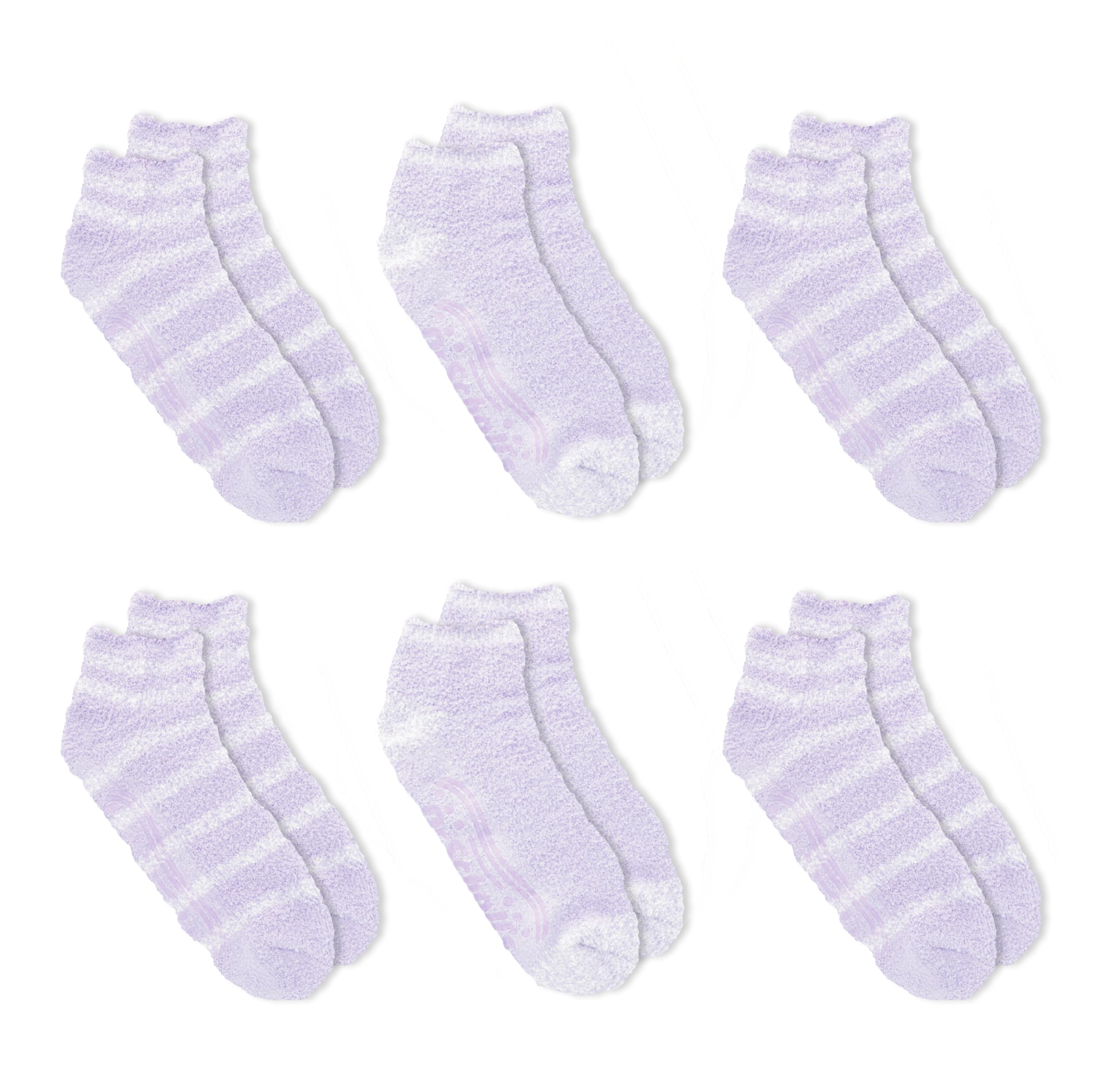 Dr. Scholl's Women's Soothing Spa Gripper Low Cut Socks 6 Pair Pack, Lavender/White, Women's Shoe Size: 4-10