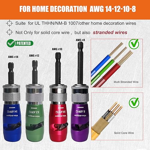 Miniatura 2 de Pelacables para taladro AWG calibre 14, 12, 10, 8, herramienta de torsión de alambre True US AWG para taladro, herramienta de torsión de alambre y