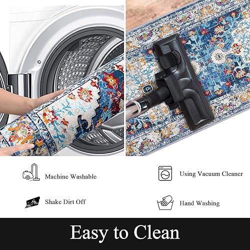 Miniatura 7 de U'Artlines Alfombra bohemia para pasillo, alfombra vintage de 2 x 6 pies, alfombra de pasillo para lavandería, alfombra antideslizante y lavable