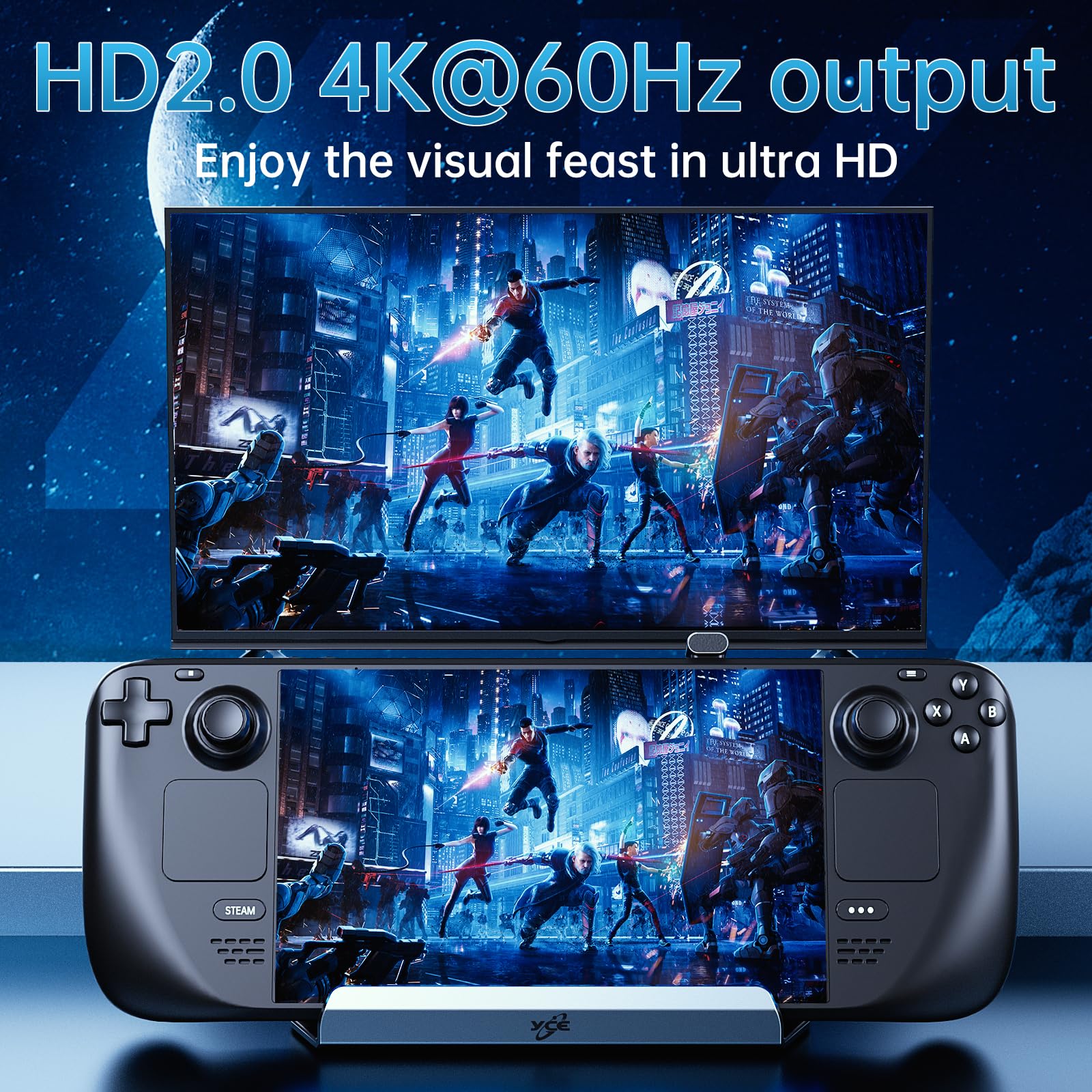 10-in-1 Steam Deck Docking Station With Dual Fans - 4K@60Hz HDMI, Ethernet, 100W PD Charging