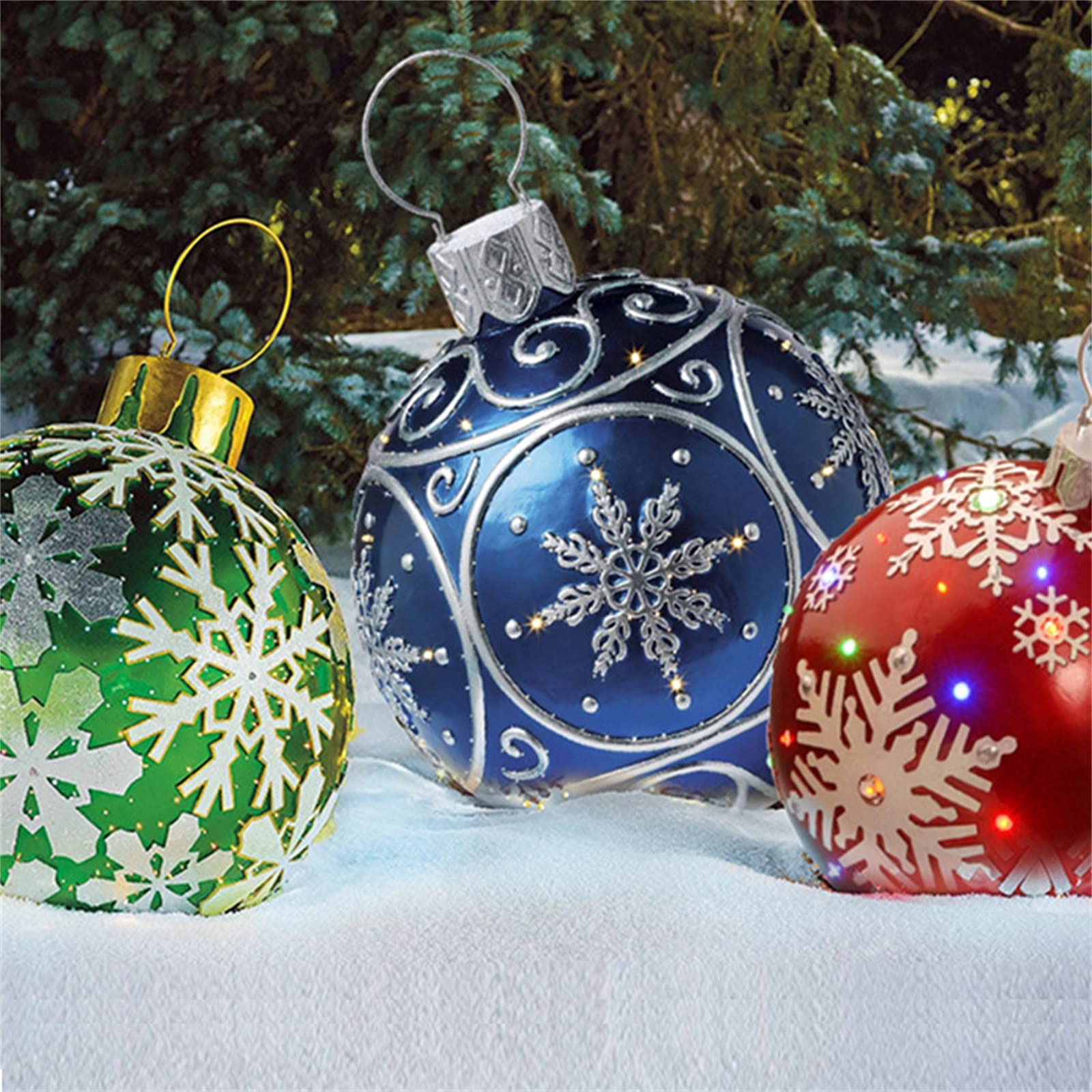 Boule De Noël Gonflable Géante 23,6 Pouces - Motif Flocon De Neige, PVC - Pour Décoration Extérieure/intérieure (pompe Non Incluse)