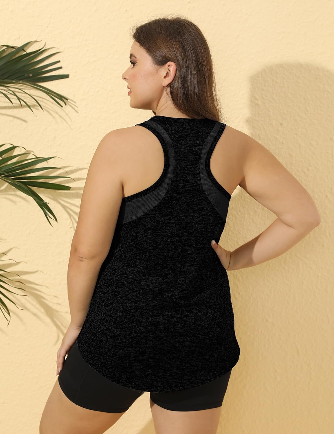 FOREYOND Women' s Plus Size Tank Tops Workout Loose Fit Athletic Tops V Neck Racerback Yoga Gym Shirts Casual Summer - Image 2