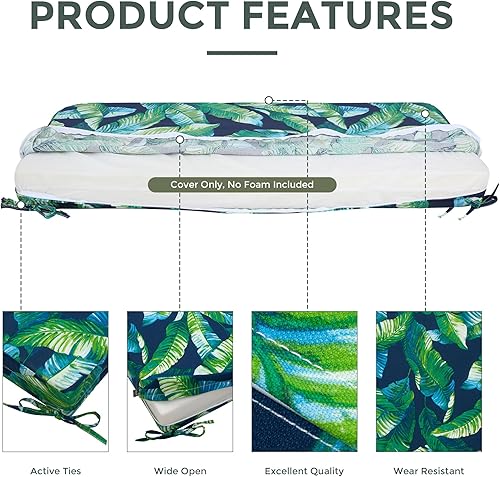 Miniatura 4 de Magpie Fabrics Fundas de cojín para sofá biplaza para banco de patio (solo funda de repuesto, sin relleno), funda de cojín impermeable resistente a