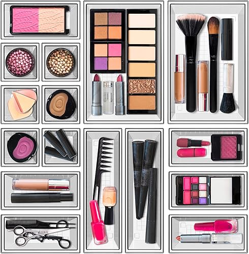 Miniatura 2 de YAN & HIN Juego de 16 organizadores apilables de acrílico antideslizante para organización y almacenamiento, organizador de gabinete de 4 tamaños