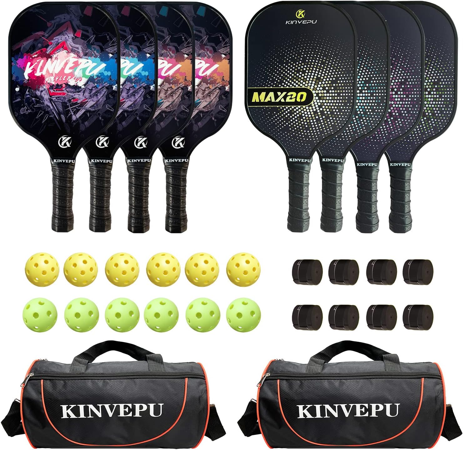 Graphite Pickleball Paddles 8 Pack Premium Rackets Fiber