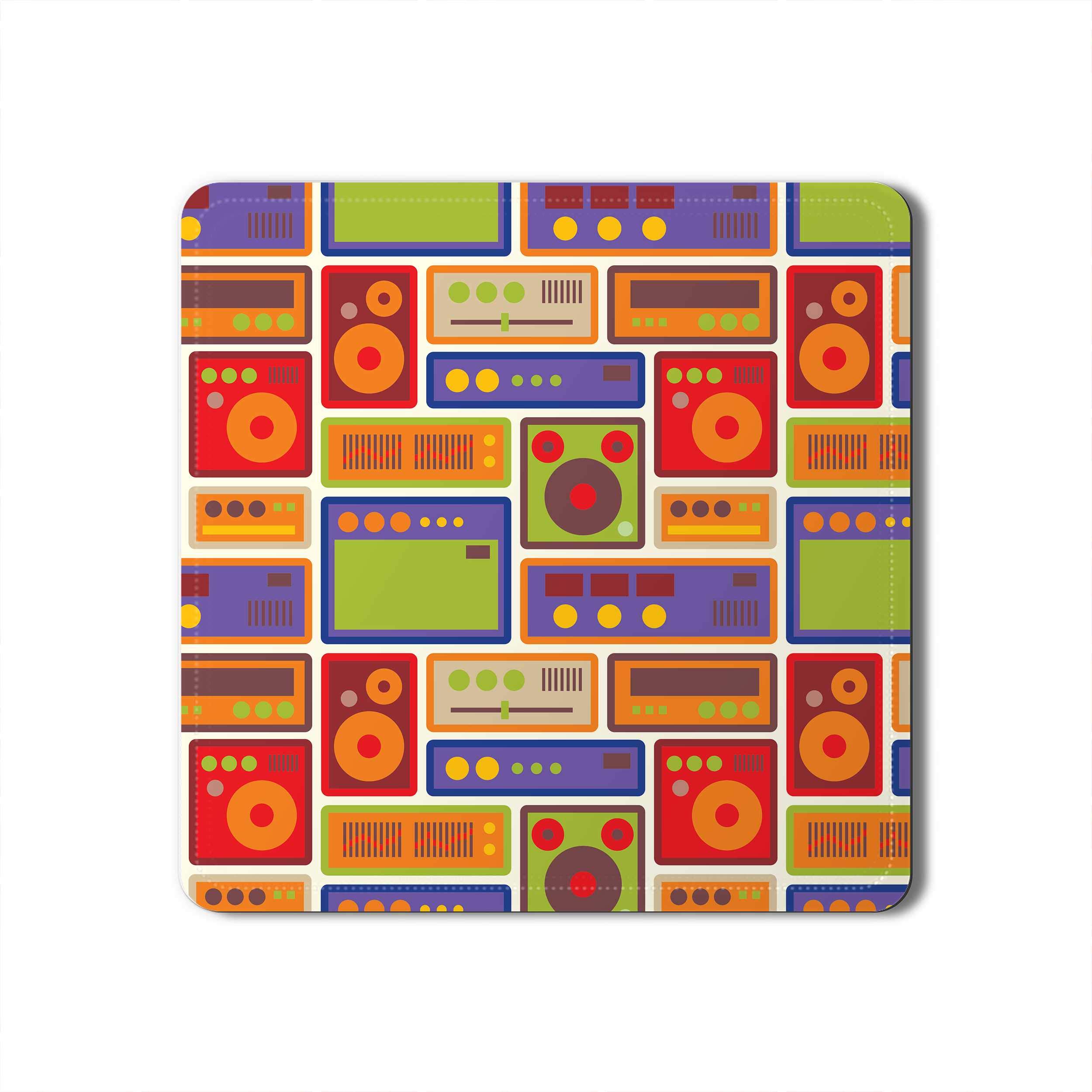 Stylizedd Designer Leather Coasters Mat for Beverage Drinks (Pack Of 2) - Retro Equipment