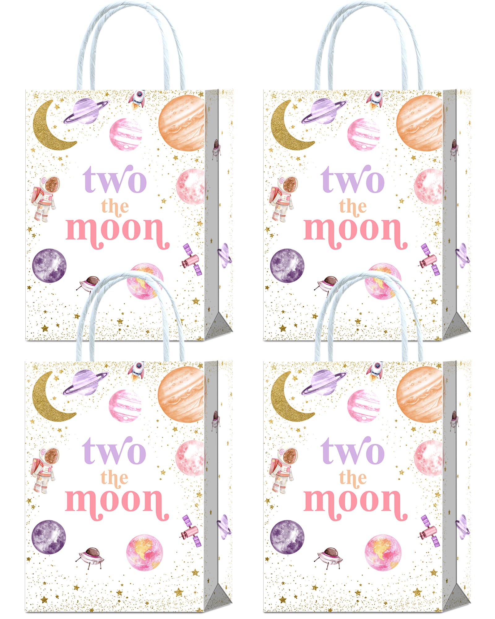 YanZonic 16Pcs Two The Moon Party Favor Bags - Gift Bags, Goodie Bags, Party Bags for Two The Moon Birthday Girl, 2nd Birthday Party Decor