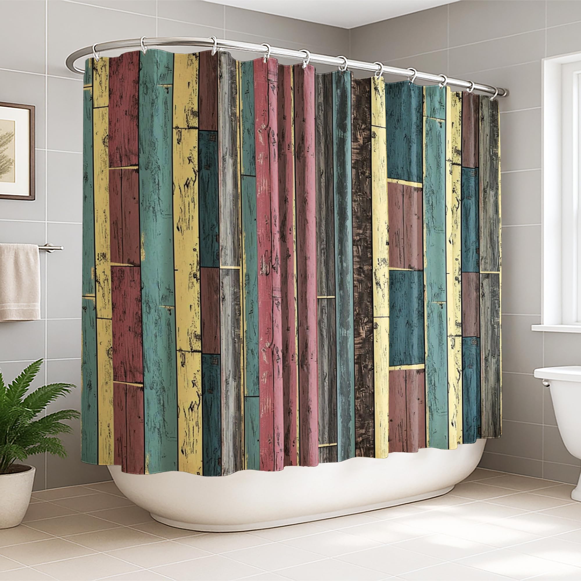 Rideau de douche extra large en bois rustique vintage de 274x183 cm